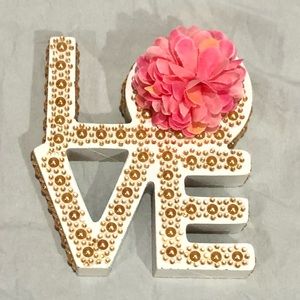 LOVE decor ARTS & CRAFTS handcrafted embellished/bedazzled love table decor NWT